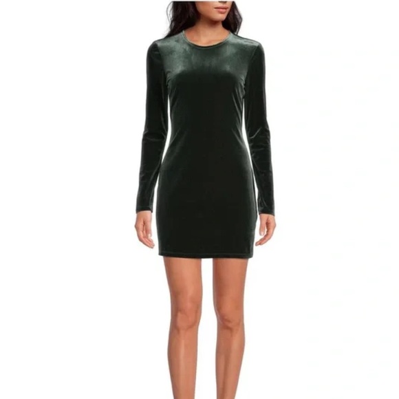 Gianni Bini Pam Velvet Mini Dress in Hunt Green Size Medium - Picture 1 of 7